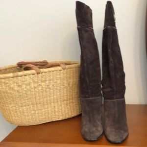 Isaac Mizrahi tall brown sued boot